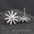 925 Sterling Silver Flower Pin Zircon Snowflake Silver Earrings